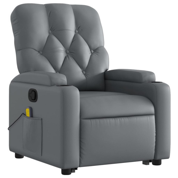 Sillón reclinable de masaje de pie cuero artificial gris M 3