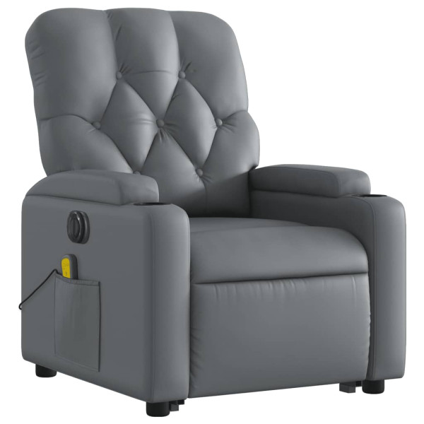Sillón de masaje elevable eléctrico cuero sintético gris M 3