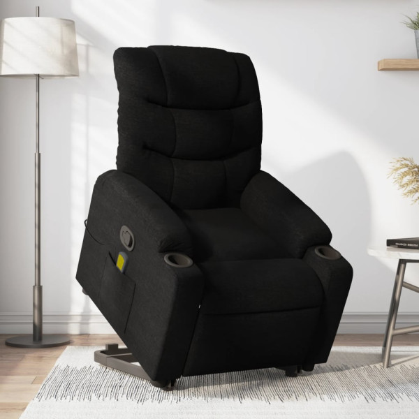 Sillón reclinable de masaje elevable tela negro D