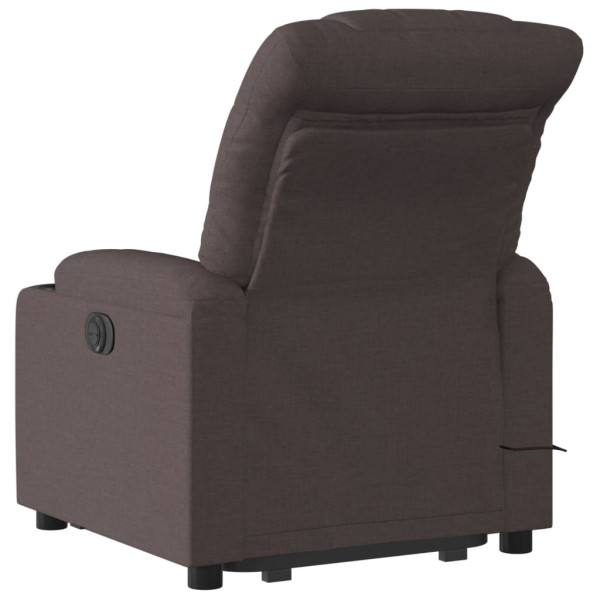 Sillón masaje eléctrico reclinable elevable tela marrón oscuro M 4