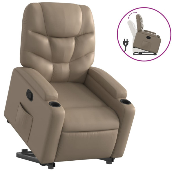 Sillón reclinable elevable cuero artificial color capuchino M 2