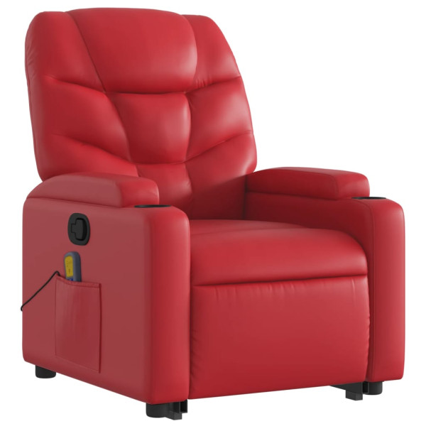 Sillón reclinable de masaje de pie cuero artificial rojo M 3