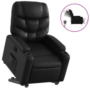Sillón reclinable y elevable eléctrico cuero sintético negro H