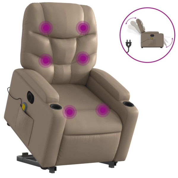 Sillón reclinable de masaje eléctrico cuero sintético capuchino M 2