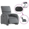 Sillón reclinable elevable eléctrico de cuero sintético gris 5