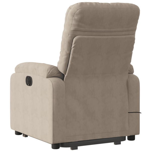 Sillón reclinable de masaje elevable tela microfibra gris taupe M 4