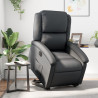 Sillón reclinable eléctrico elevable cuero auténtico negro 1