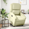 Sillón reclinable eléctrico elevable cuero auténtico crema 1