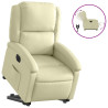 Sillón reclinable eléctrico elevable cuero auténtico crema 2