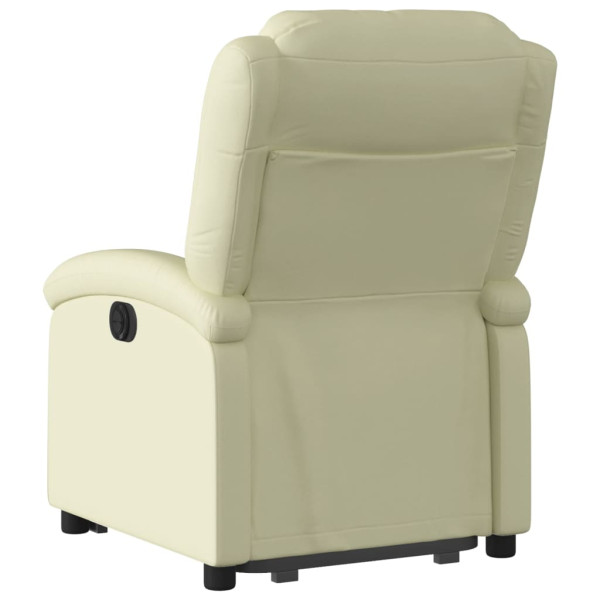 Sillón reclinable eléctrico elevable cuero auténtico crema M 4