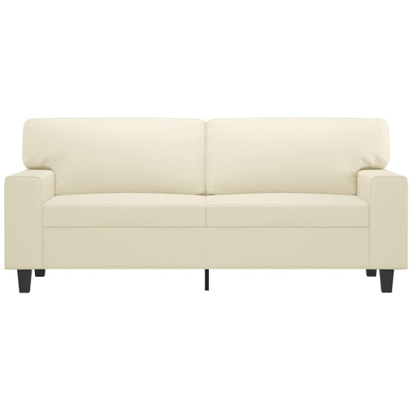 Sofá de 2 lugares 140 cm couro artificial cor creme M 3