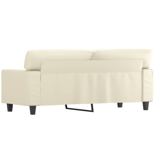 Sofá de 2 lugares 140 cm couro artificial cor creme M 5