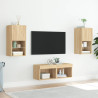 Muebles de TV de pared con luces LED 4 piezas roble Sonoma 5