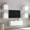 Muebles de TV de pared con luces LED 5 piezas blanco 5