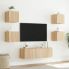 Muebles de TV de pared con luces LED 5 piezas roble Sonoma 5