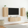 Muebles de TV de pared con luces LED 3 piezas roble Sonoma 5