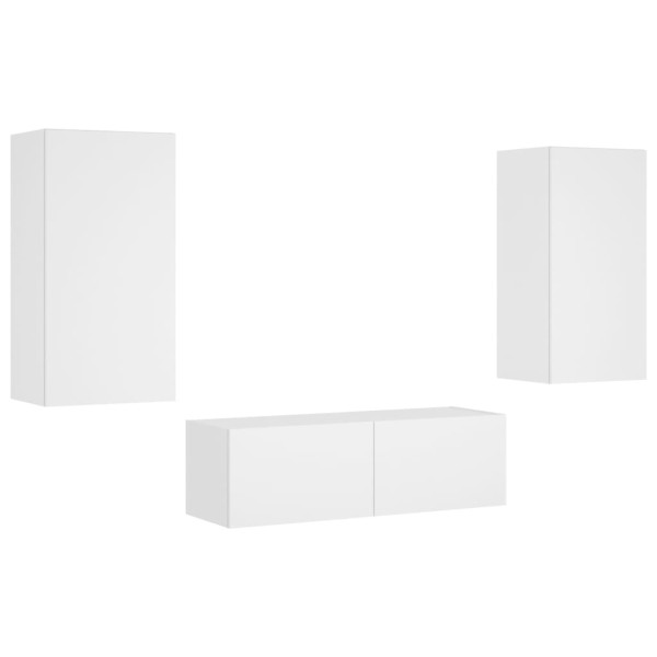 Muebles de TV de pared con luces LED 3 piezas blanco M 3