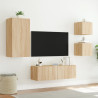 Muebles de TV de pared con luces LED 4 piezas roble Sonoma 5