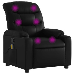 Sillón de masaje reclinable cuero sintético negro H