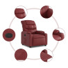 Sillón reclinable de cuero sintético rojo tinto 5
