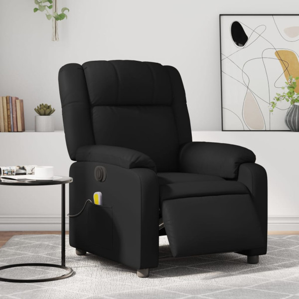 Sillón de masaje reclinable eléctrico cuero sintético negro D