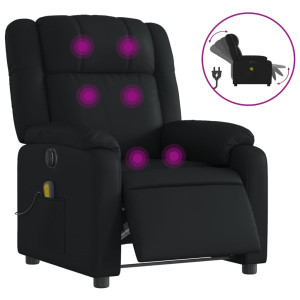 Sillón de masaje reclinable eléctrico cuero sintético negro H