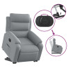 Sillón eléctrico reclinable elevable de tela gris claro 5