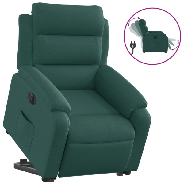 Sillón eléctrico reclinable elevable de tela verde oscuro M 2