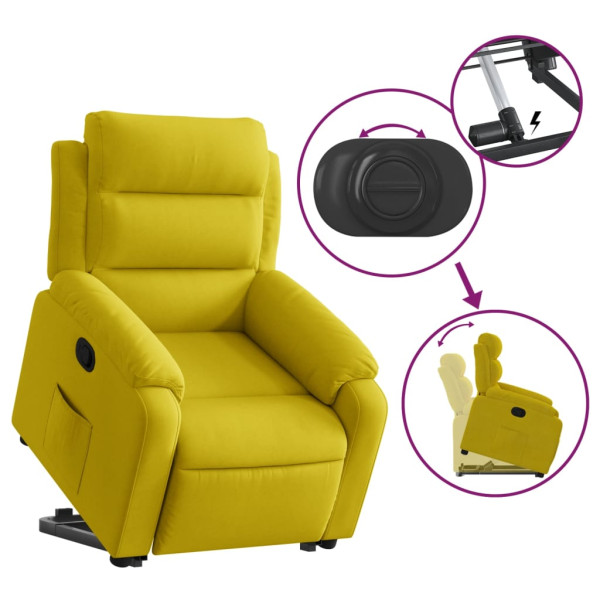 Sillón reclinable elevable terciopelo amarillo M 5
