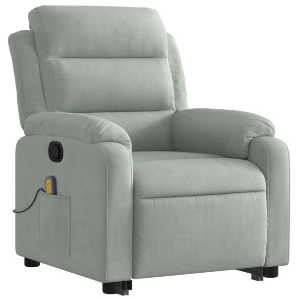 Sillón reclinable de masaje elevable terciopelo gris claro M 3