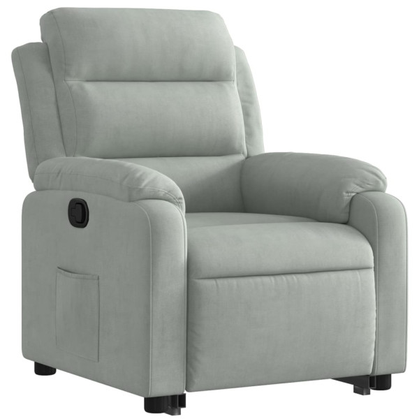 Sillón reclinable elevable terciopelo gris claro M 3