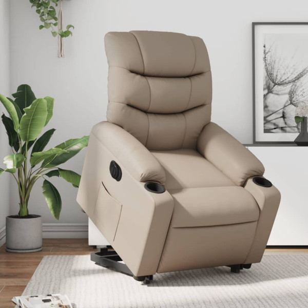 Sillón elevable eléctrico cuero artificial capuchino D