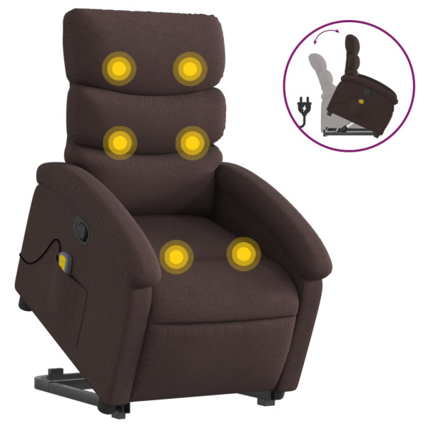 Silla de masaje reclinable de pie de tela marrón oscuro M 2