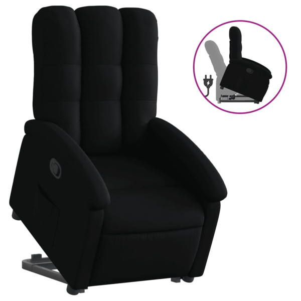 Sillón reclinable elevable tela negro M 2