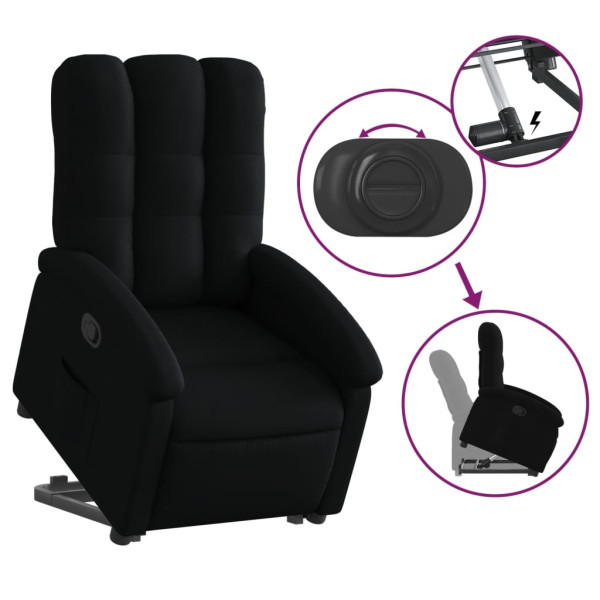 Sillón reclinable elevable tela negro M 5