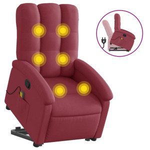 Poltrona de massagens reclin. elevatória tecido vermelho tinto H