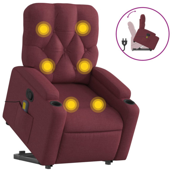 Poltrona de massagens reclin. elevatória tecido vermelho tinto M 2