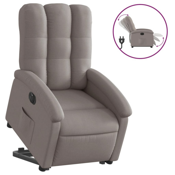Sillón eléctrico reclinable elevable de tela gris taupe M 2