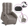 Sillón eléctrico reclinable elevable de tela gris taupe 5