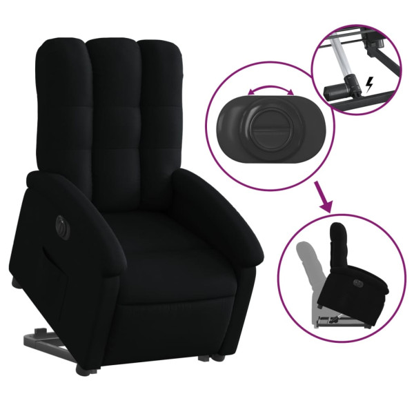 Sillón eléctrico reclinable elevable de tela negro M 5