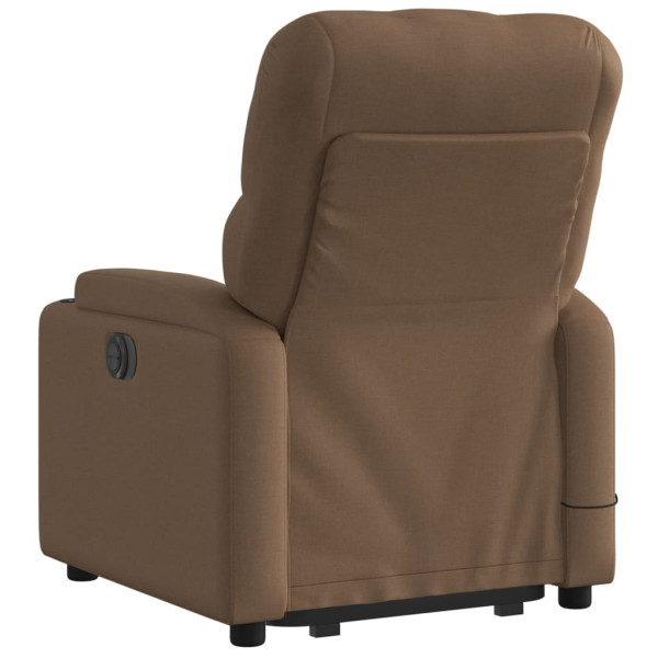 Sillón de masaje eléctrico reclinable elevable tela marrón M 4