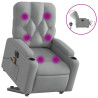 Sillón de masaje eléctrico reclinable elevable tela gris claro 2