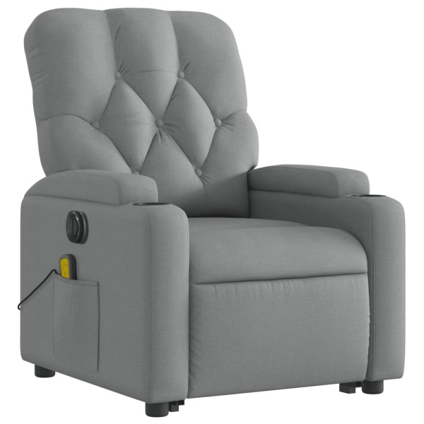 Sillón de masaje eléctrico reclinable elevable tela gris claro M 3