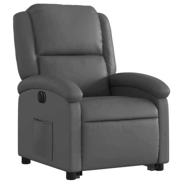 Sillón reclinable elevable eléctrico de cuero sintético gris M 3