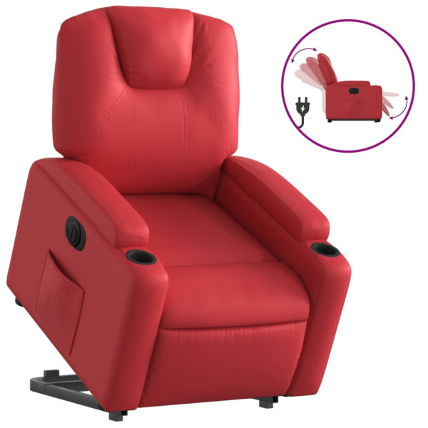 Sillón elevable eléctrico cuero artificial rojo M 2