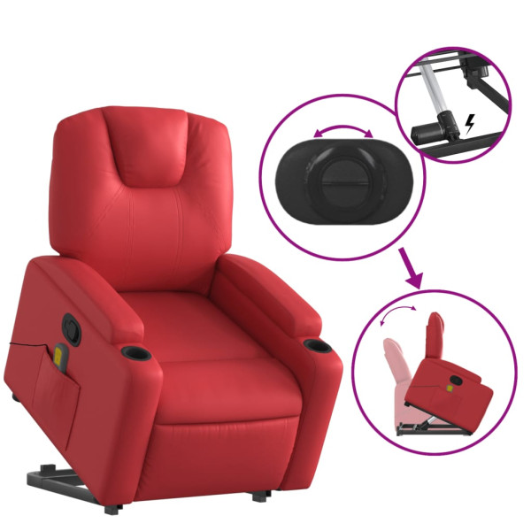 Sillón reclinable de masaje de pie cuero artificial rojo M 5