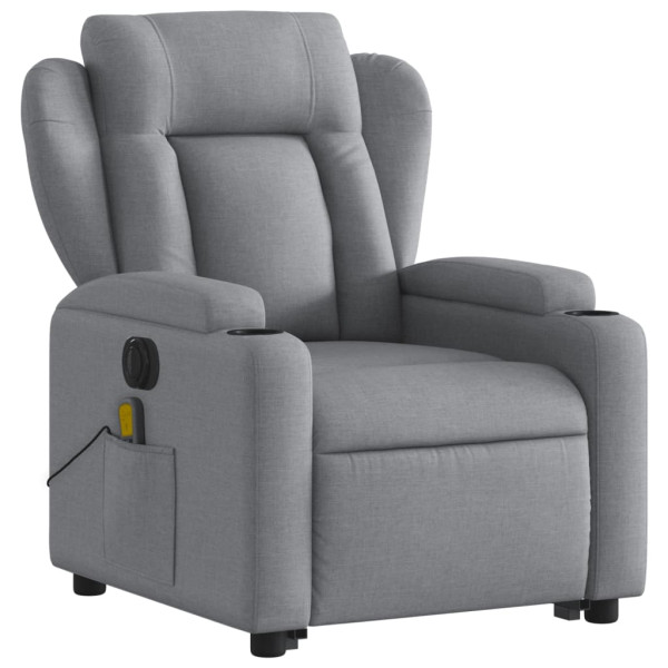 Sillón de masaje eléctrico reclinable elevable tela gris claro M 3