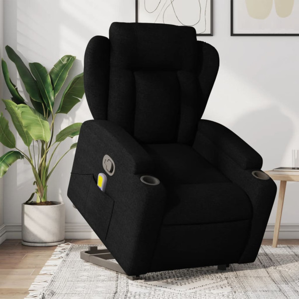 Sillón reclinable de masaje elevable tela negro D