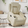 Sillón reclinable elevable cuero artificial color crema 1