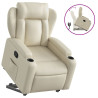 Sillón reclinable elevable cuero artificial color crema 2